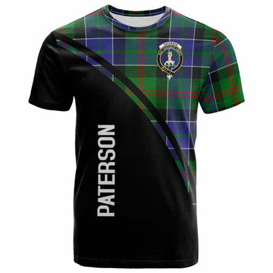 Scottish Paterson Clan Crest Tartan Curve T-Shirt Front Side Tartan Plaid