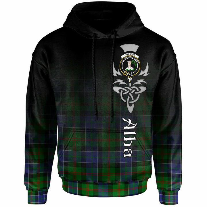 Scottish Paterson Clan Crest Tartan Hoodie - Alba Gu Brath Family Crest Celtic Inspired Front Side Tartan Plaid