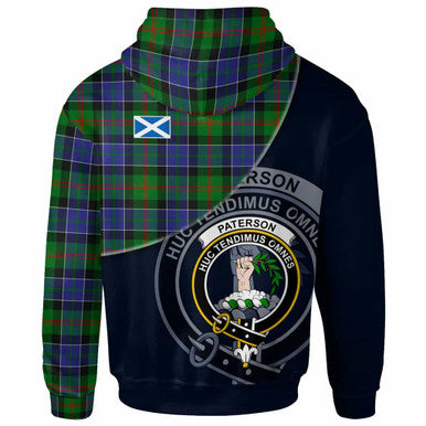 Scottish Paterson Clan Crest Tartan Hoodie - Bend Style Back Side Tartan Plaid