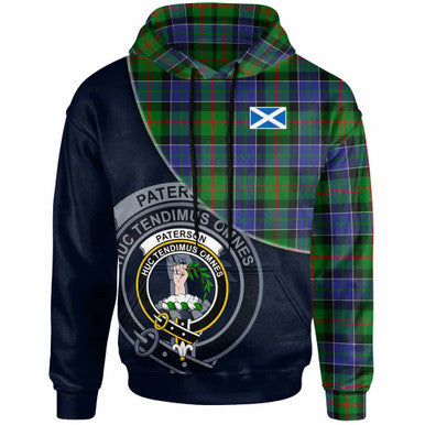 Scottish Paterson Clan Crest Tartan Hoodie - Bend Style Front Side Tartan Plaid