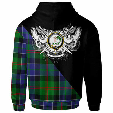 Scottish Paterson Clan Crest Tartan Hoodie - Military Logo Back Side Tartan Plaid