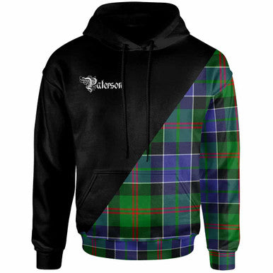 Scottish Paterson Clan Crest Tartan Hoodie - Military Logo Front Side Tartan Plaid