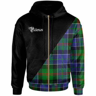 Scottish Paterson Clan Crest Tartan Hoodie - Military Logo Zip-up Tartan Plaid