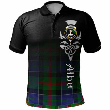 Scottish Paterson Clan Crest Tartan Polo Shirt - Alba Gu Brath Family Crest Celtic Inspired Front Side Tartan Plaid