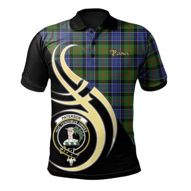 Scottish Paterson Clan Crest Tartan Polo Shirt Believe in Me Front Side Tartan Plaid