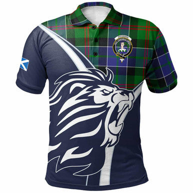 Scottish Paterson Clan Crest Tartan Polo Shirt - Scottish Flag With Lion Front Side Tartan Plaid