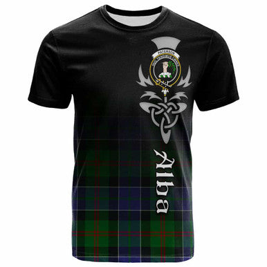 Scottish Paterson Clan Crest Tartan T-Shirt - Alba Gu Brath Family Crest Celtic Inspired Front Side Tartan Plaid