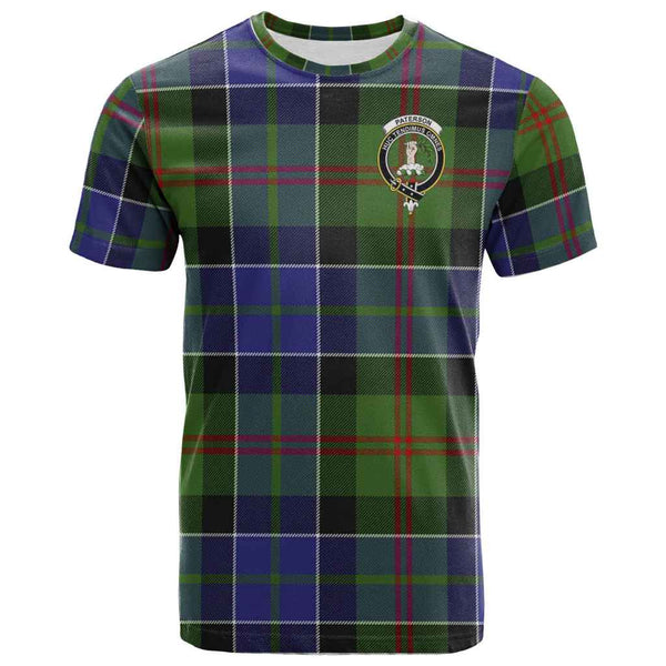 Scottish Paterson Clan Crest Tartan T-Shirt Front Side Tartan Plaid