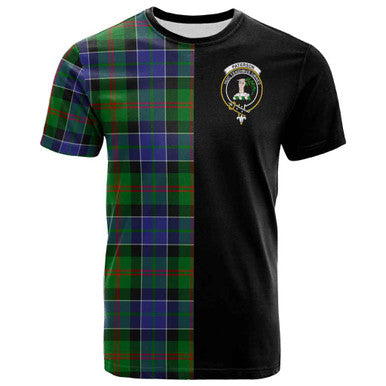 Scottish Paterson Clan Crest Tartan T-Shirt Half in Me Front Side Tartan Plaid