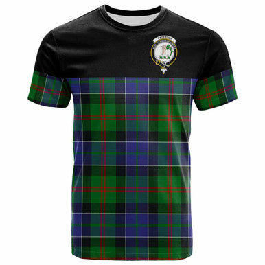 Scottish Paterson Clan Crest Tartan T-Shirt - Horizontal Style Front Side Tartan Plaid