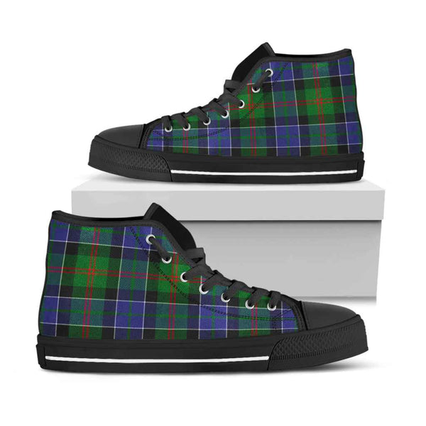Scottish Paterson Clan Tartan High Top Shoes Black Sole Tartan Plaid