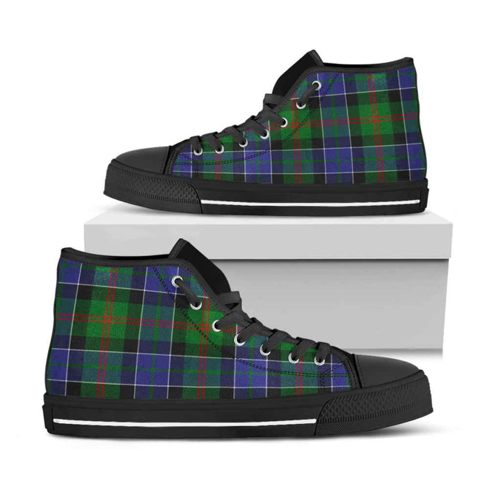 Scottish Paterson Clan Tartan High Top Shoes Black Sole Tartan Plaid