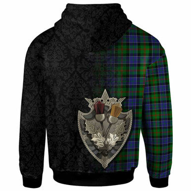 Scottish Paterson Clan Tartan Hoodie - Half Thistle Flowers Celtic Design Back Side Tartan Plaid
