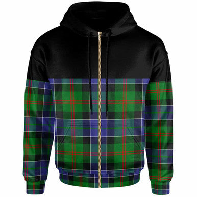 Scottish Paterson Clan Tartan Hoodie - Horizontal Style Zip Tartan Plaid