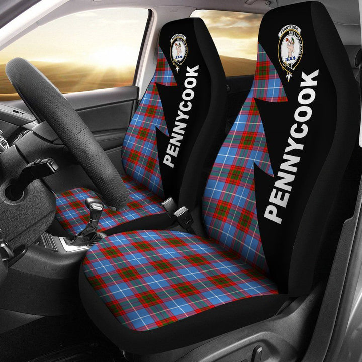 Scottish Pennycook Clan Crest Tartan Car Seat Covers - Flash Style 1