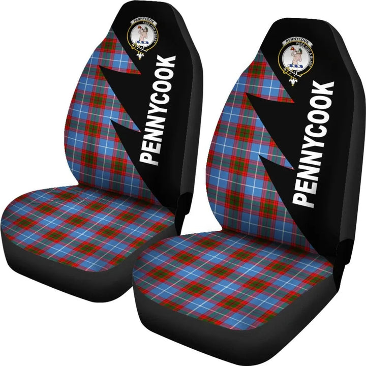Scottish Pennycook Clan Crest Tartan Car Seat Covers - Flash Style 2