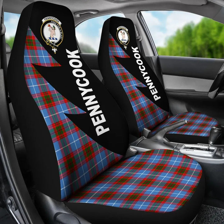 Scottish Pennycook Clan Crest Tartan Car Seat Covers - Flash Style 3