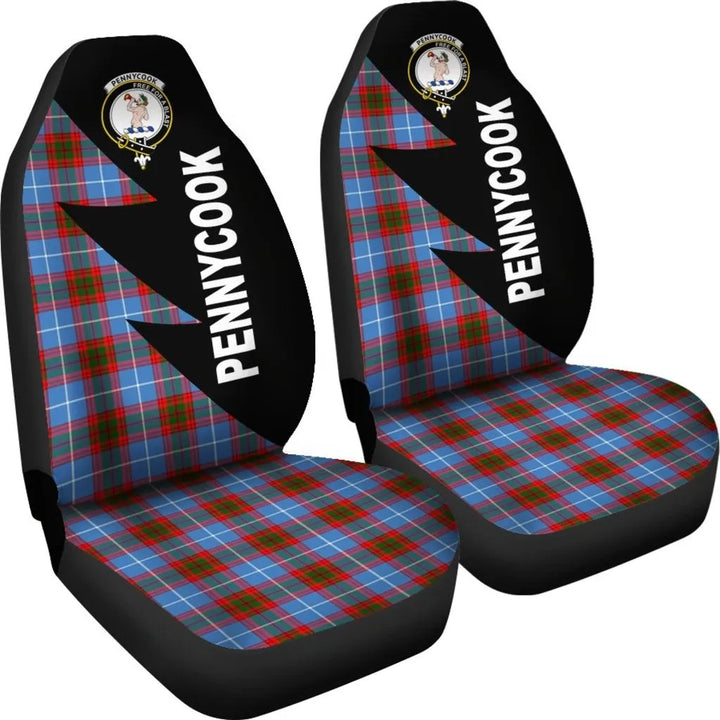 Scottish Pennycook Clan Crest Tartan Car Seat Covers - Flash Style 4