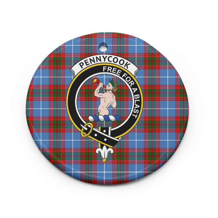 Scottish Pennycook Clan Crest Tartan Ceramic Ornament Circle Shape Tartan Plaid