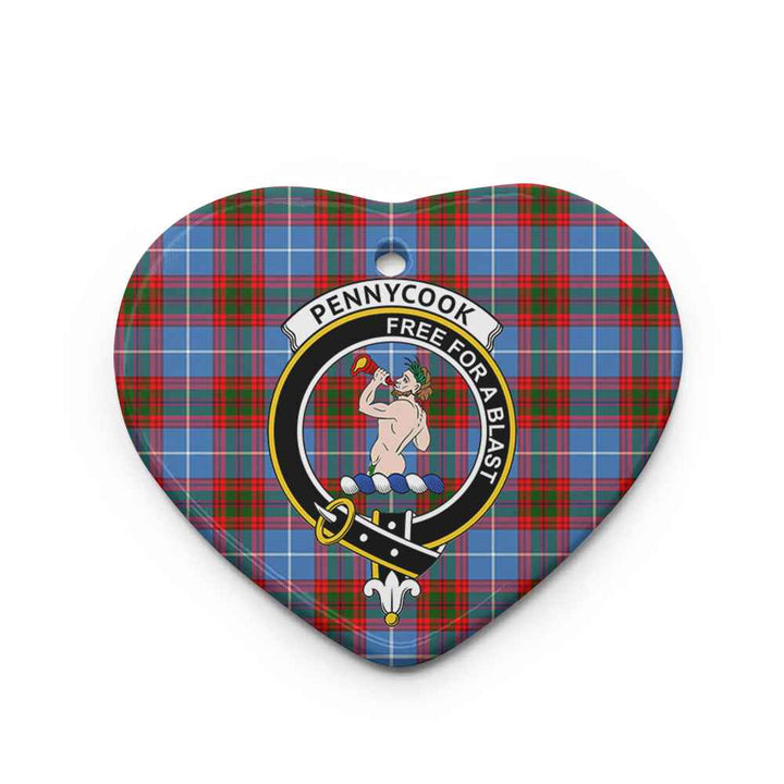 Scottish Pennycook Clan Crest Tartan Ceramic Ornament Heart Shape Tartan Plaid