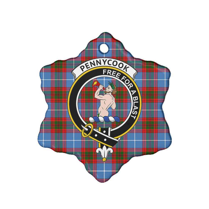 Scottish Pennycook Clan Crest Tartan Ceramic Ornament Snow Flake Shape Tartan Plaid