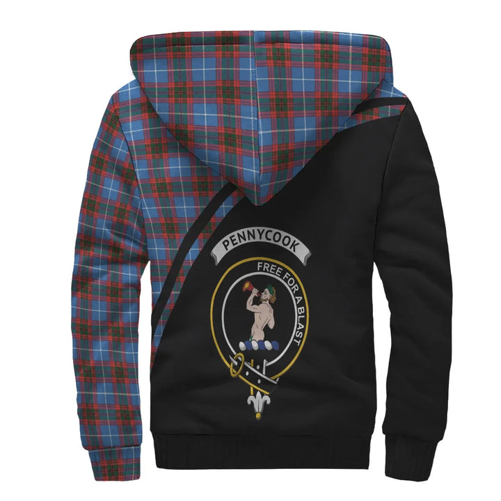 Scottish Pennycook Clan Crest Tartan Curve Sherpa Hoodie