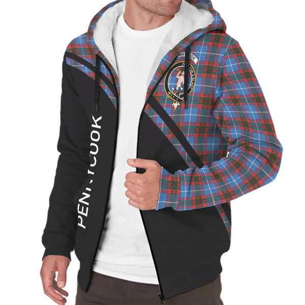 Scottish Pennycook Clan Crest Tartan Curve Sherpa Hoodie