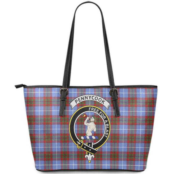 Scottish Pennycook Clan Crest Tartan Leather Tote Tartan Plaid
