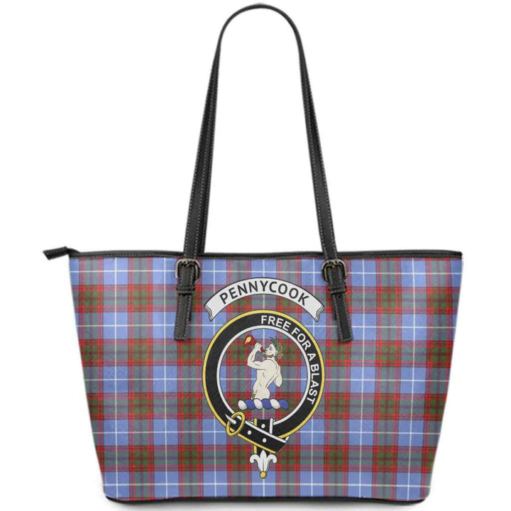 Scottish Pennycook Clan Crest Tartan Leather Tote Tartan Plaid