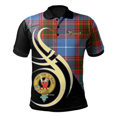 Scottish Pennycook Clan Crest Tartan Polo Shirt Believe in Me Front Side Tartan Plaid
