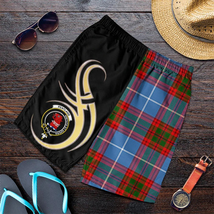 Scottish Pentland Clan Crest Tartan Believe in Me Men's Shorts