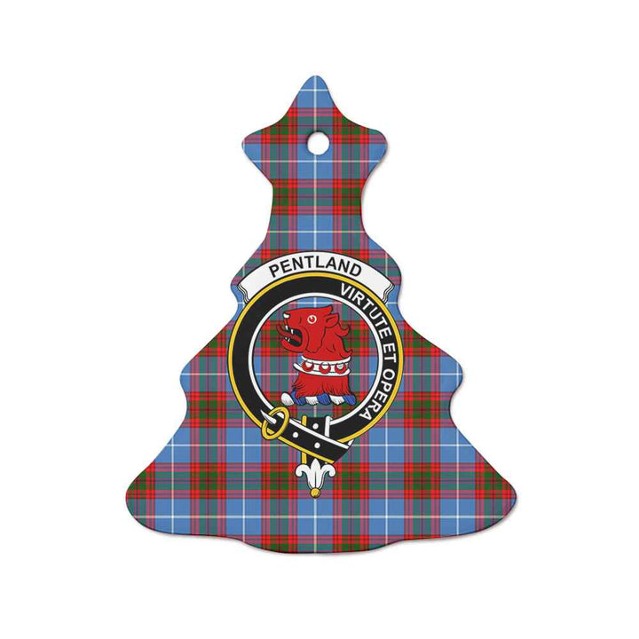 Scottish Pentland Clan Crest Tartan Ceramic Ornament Tree Shape Tartan Plaid