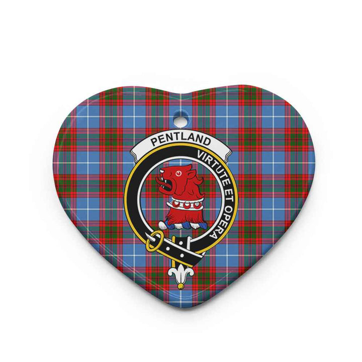 Scottish Pentland Clan Crest Tartan Ceramic Ornament Heart Shape Tartan Plaid
