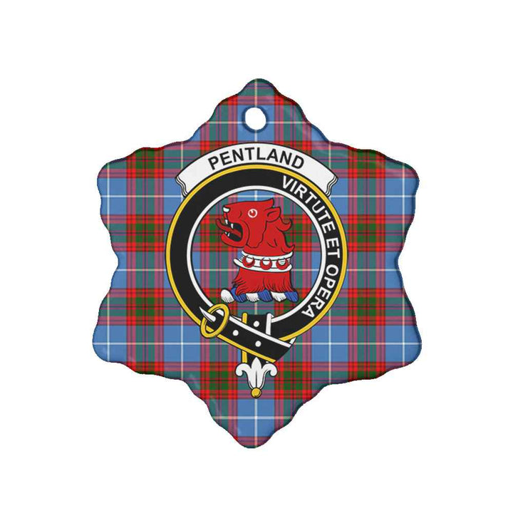 Scottish Pentland Clan Crest Tartan Ceramic Ornament Snow Flake Shape Tartan Plaid