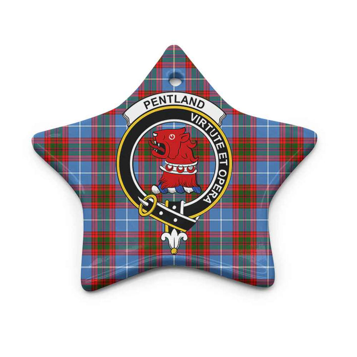 Scottish Pentland Clan Crest Tartan Ceramic Ornament Star Shape Tartan Plaid