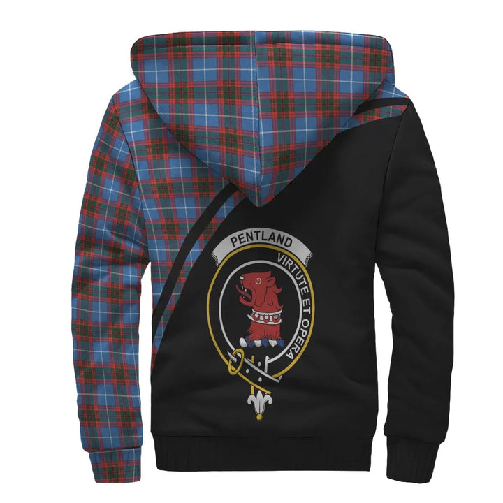 Scottish Pentland Clan Crest Tartan Curve Sherpa Hoodie