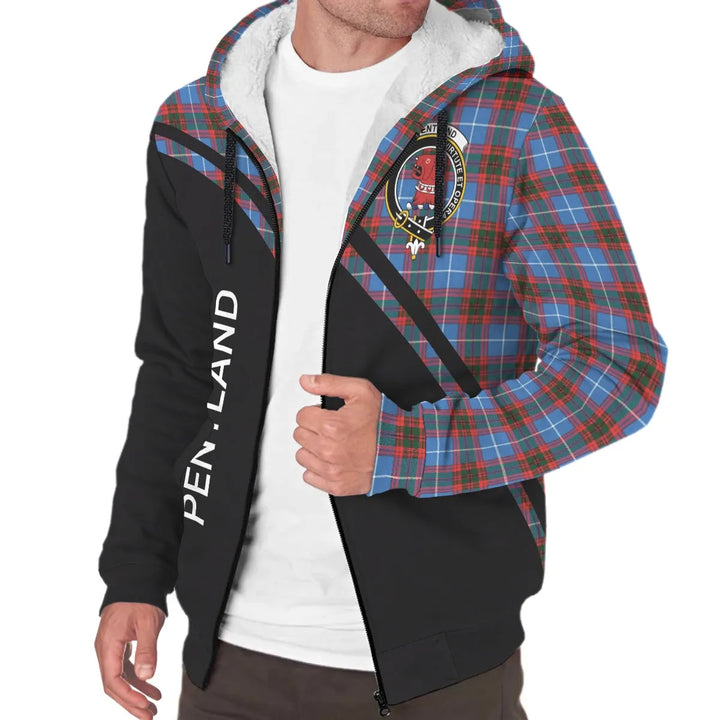 Scottish Pentland Clan Crest Tartan Curve Sherpa Hoodie