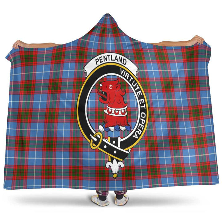 Scottish Pentland Clan Crest Tartan Hooded Blanket Tartan Plaid 1
