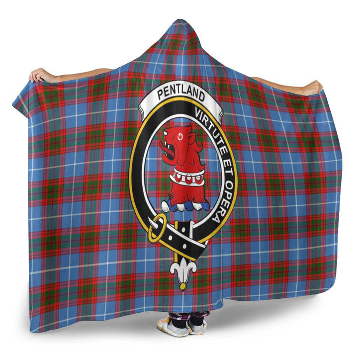 Scottish Pentland Clan Crest Tartan Hooded Blanket Tartan Plaid 2