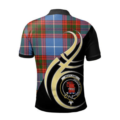 Scottish Pentland Clan Crest Tartan Polo Shirt Believe in Me Back Side Tartan Plaid