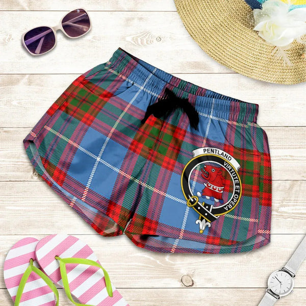 Scottish Pentland Clan Crest Tartan Women Shorts