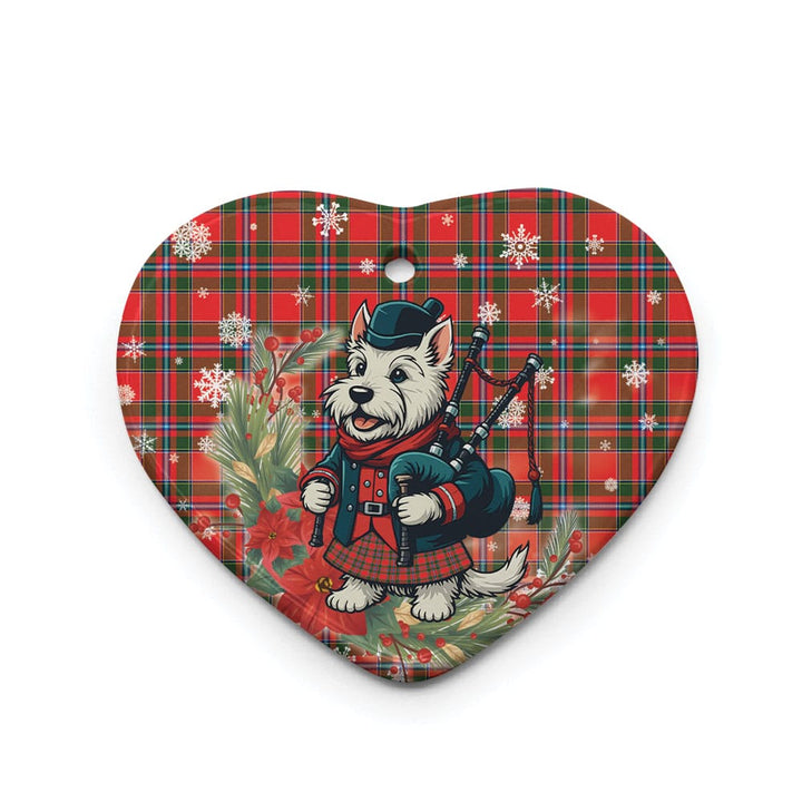 Scottish Perthshire District Clan Tartan Ceramic Ornament Cute Scottish Terrier Dog Heart Style Tartan Plaid