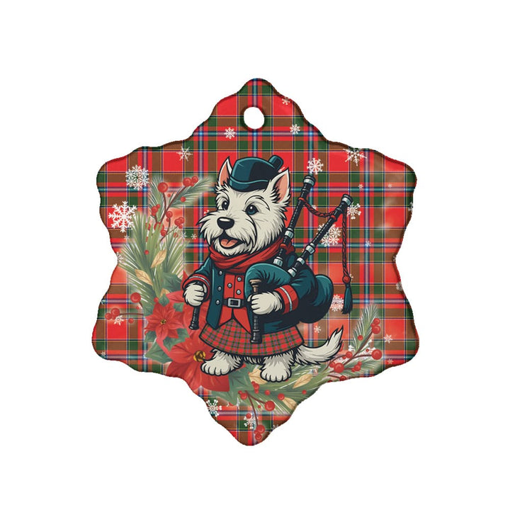 Scottish Perthshire District Clan Tartan Ceramic Ornament Cute Scottish Terrier Dog Snow Flake Style Tartan Plaid