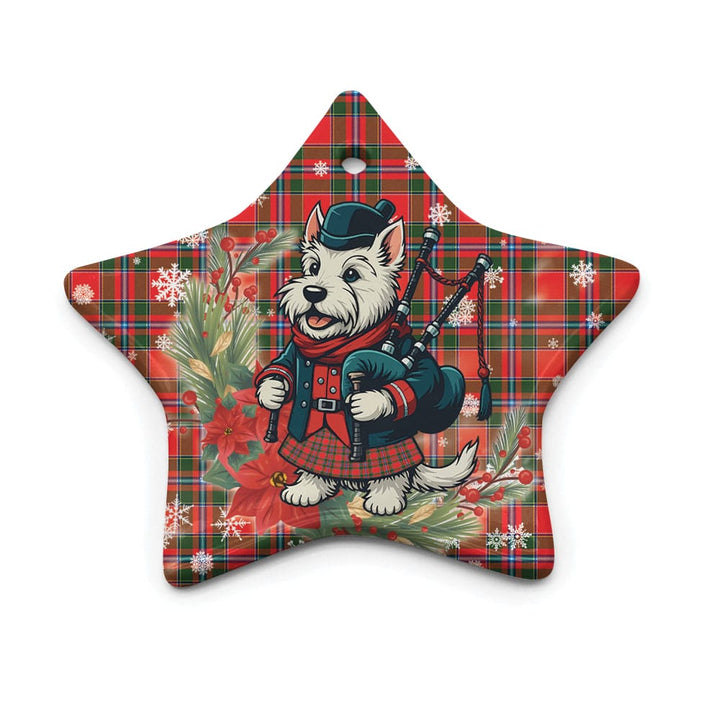 Scottish Perthshire District Clan Tartan Ceramic Ornament Cute Scottish Terrier Dog Star Style Tartan Plaid
