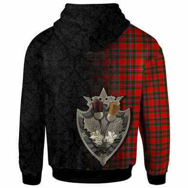 Scottish Perthshire District Clan Tartan Hoodie - Half Thistle Flowers Celtic Design Back Side Tartan Plaid