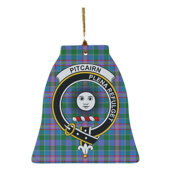 Scottish Pitcairn Clan Crest Tartan Ceramic Ornament Bell Shape Tartan Plaid
