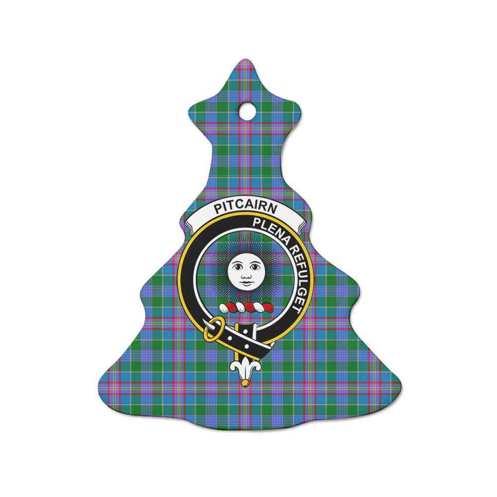 Scottish Pitcairn Clan Crest Tartan Ceramic Ornament Tree Shape Tartan Plaid