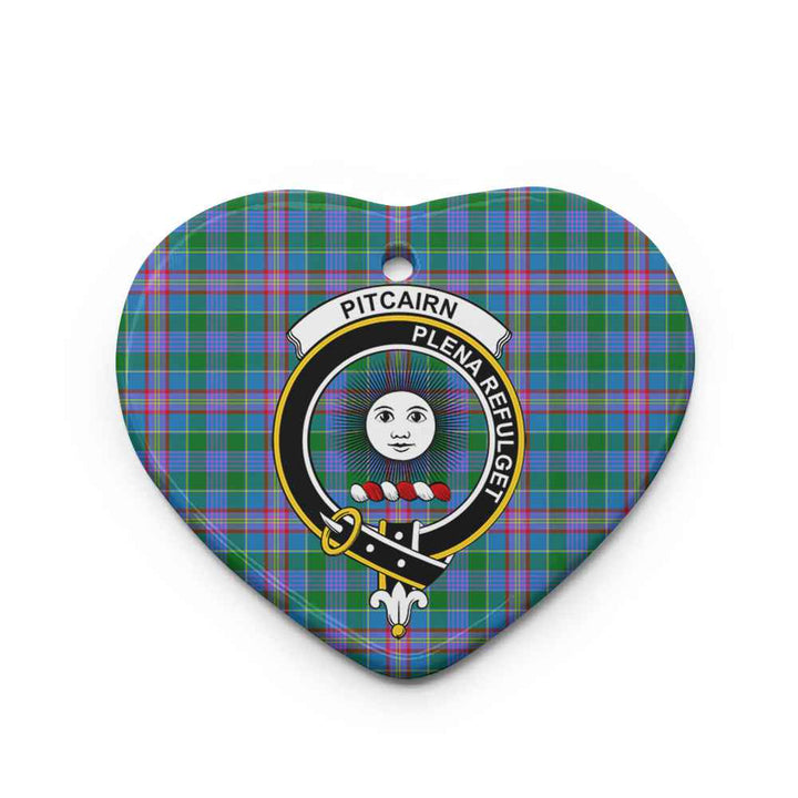 Scottish Pitcairn Clan Crest Tartan Ceramic Ornament Heart Shape Tartan Plaid