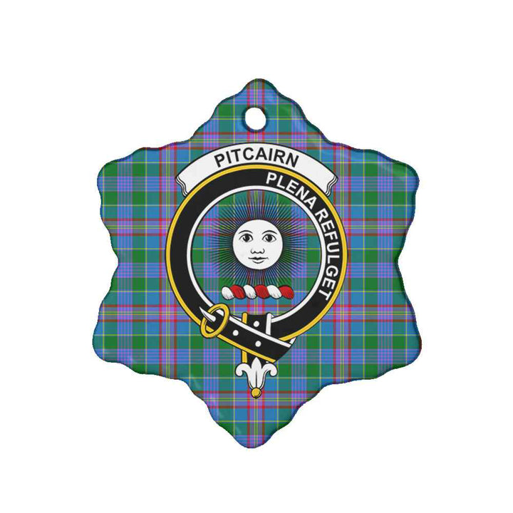 Scottish Pitcairn Clan Crest Tartan Ceramic Ornament Snow Flake Shape Tartan Plaid