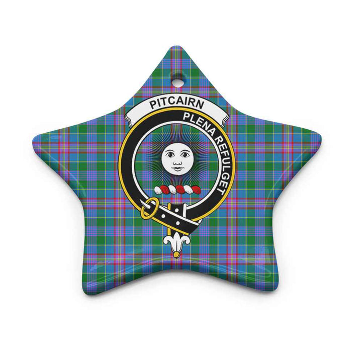 Scottish Pitcairn Clan Crest Tartan Ceramic Ornament Star Shape Tartan Plaid